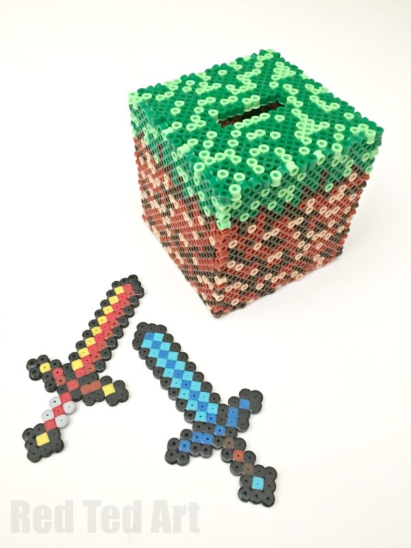 Minecraft Crafts: Perler Bead Moneybox - Red Ted Art - Kids Crafts